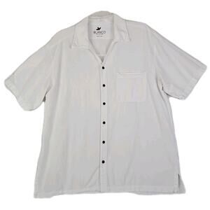 Blanco ~Men's Size L~ White Short Sleeve Button Down Shirt Cotton 100% Cotton.